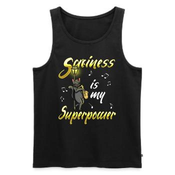 Saxiness Is My Superpower Saxophone Cat Jazz - Men's Premium Organic Tank Top - black - Front - Michal (187cm)