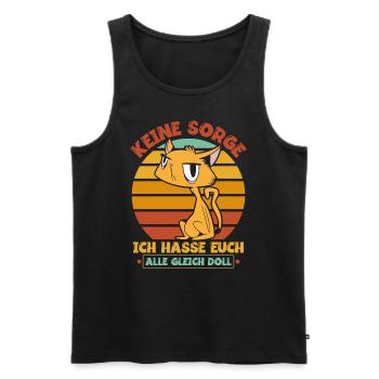 Katze Katzenliebhaber Sarkasmus - Männer Premium Bio Tank Top - Schwarz - Vorne - Michal (187cm)