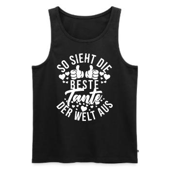 So Sieht Die Beste Tante der Welt Aus Tantchen - Männer Premium Bio Tank Top - Schwarz - Vorne - Michal (187cm)