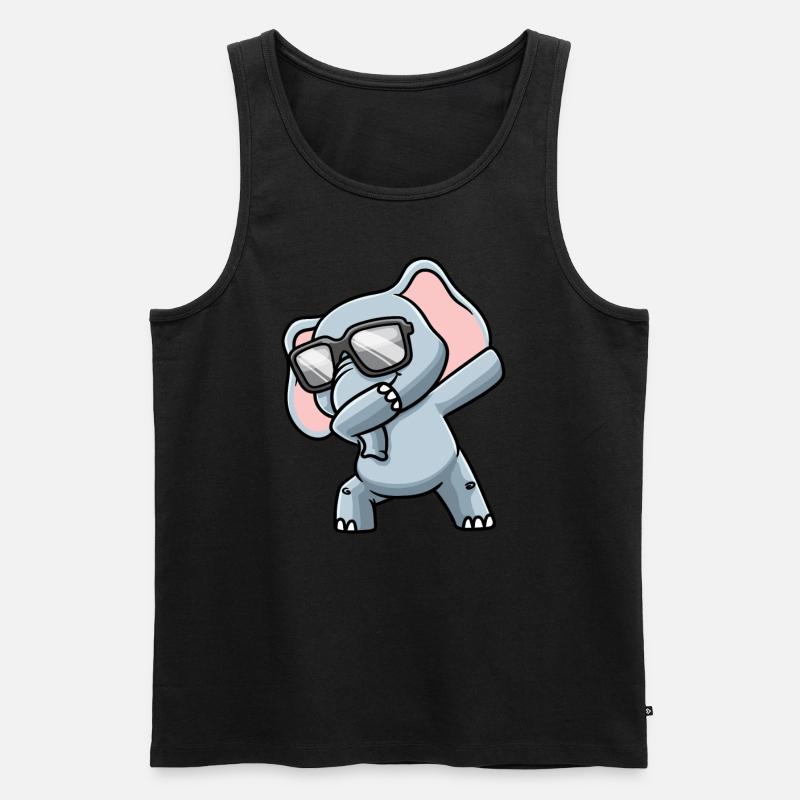 Elefant Mit Sonnenbrille Dabbing - Männer Premium Bio Tank Top - Schwarz