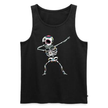 Dabbing Sugar Skull Skeleton Dia De Los Muertos - Men's Premium Organic Tank Top - black - Front - Michal (187cm)