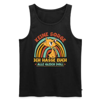 Katze Katzenliebhaber Ironie Spruch - Männer Premium Bio Tank Top - Schwarz - Vorne - Michal (187cm)