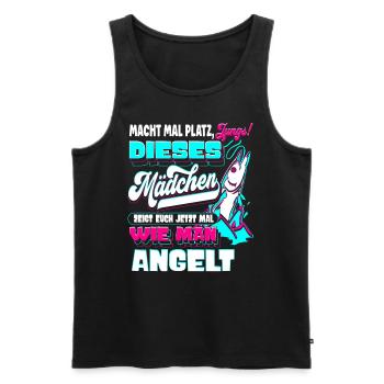 Mädchen Zeigt Jungs Wie Man Angelt Angeln - Männer Premium Bio Tank Top - Schwarz - Vorne - Michal (187cm)
