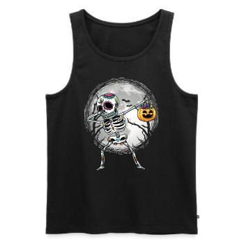 Dabbing Sugar Skull Skeleton With Pumpkin - Men's Premium Organic Tank Top - black - Front - AI Model Male 178 light (178cm)