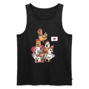 Funny chicken poultry farmer chickens - Men's Premium Organic Tank Top - black - Front - AI Model Male 178 light (178cm)