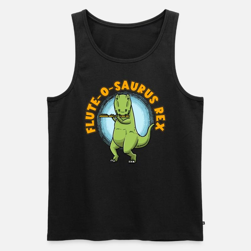 Flute-o-saurus Rex T-Rex Dinosaurier Querflöte - Männer Premium Bio Tank Top - Schwarz