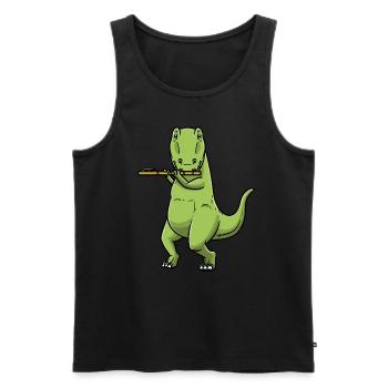 T-Rex Dinosaur Flute Musician Orchestra - Men's Premium Organic Tank Top - black - Front - Michal (187cm)
