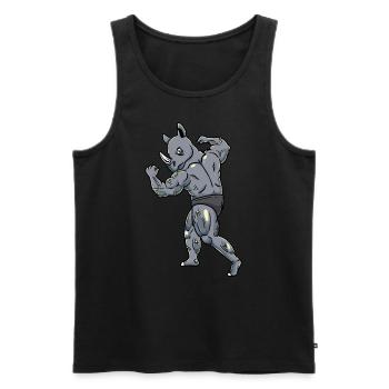 Nashorn Fitness Fitnessstudio Motivation - Männer Premium Bio Tank Top - Schwarz - Vorne - AI Model Male 178 light (178cm)