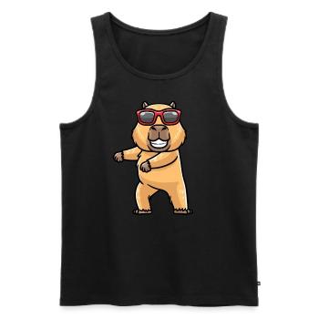 Capybara dansant avec des lunettes de soleil capybara - Débardeur bio Premium Homme - noir - Devant - Michal (187cm)