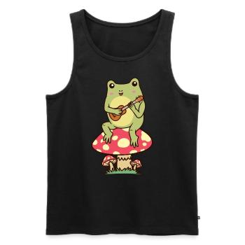 Frosch Auf Einem Pilz Ukulele Ukulelist - Männer Premium Bio Tank Top - Schwarz - Vorne - AI Model Male 178 light (178cm)