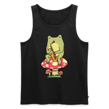 Frog Saxophone Saxophone player Saxophonist - Men's Premium Organic Tank Top - black - Front - Michal (187cm)