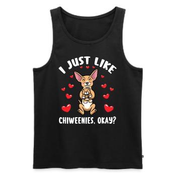 Chiweenie chien avec peluche - Débardeur bio Premium Homme - noir - Devant - Michal (187cm)