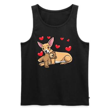 Chiweenie Chien avec jouet en peluche - Débardeur bio Premium Homme - noir - Devant - Michal (187cm)