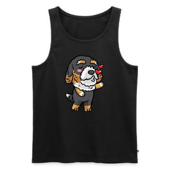 Bernedoodle Dog Laughing Emoticon Kawaii - Men's Premium Organic Tank Top - black - Front - AI Model Male 178 light (178cm)
