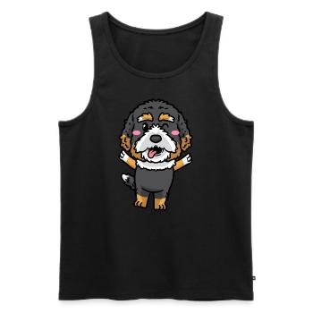 Bernedoodle Dog Laughing Emoticon Kawaii - Men's Premium Organic Tank Top - black - Front - AI Model Male 178 light (178cm)