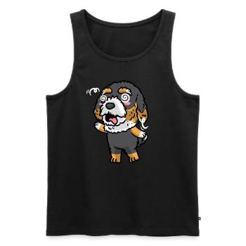 Bernedoodle Dog Laughing Emoticon Kawaii - Men's Premium Organic Tank Top - black - Front - AI Model Male 178 light (178cm)