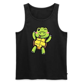 Émoticône de tortue de mer Amoureux des tortues - Débardeur bio Premium Homme - noir - Devant - Michal (187cm)