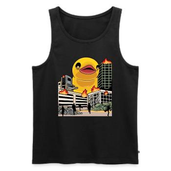 Drôle de canard géant en caoutchouc amoureux enfants - Débardeur bio Premium Homme - noir - Devant - Michal (187cm)