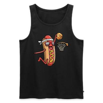 Hot-dog dans un chignon Jouer au basketball Activités sportives - Débardeur bio Premium Homme - noir - Devant - Michal (187cm)