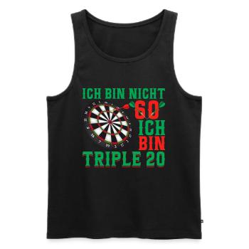 Dart 60. Geburtstag Triple 20 - Männer Premium Bio Tank Top - Schwarz - Vorne - Michal (187cm)