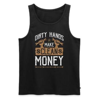 Dirty Hands Make Clean Money Mechanic - Men's Premium Organic Tank Top - black - Front - Michal (187cm)