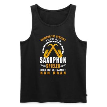 Saxophon Spieler Saxophonist Jazz Musiker - Männer Premium Bio Tank Top - Schwarz - Vorne - Michal (187cm)