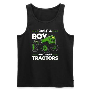 Just a boy who loves tractor farmers - Men's Premium Organic Tank Top - black - Front - Michal (187cm)