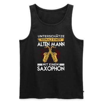Saxophon Spieler Saxophonist Jazz Musiker - Männer Premium Bio Tank Top - Schwarz - Vorne - Michal (187cm)
