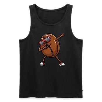 Coffee bean with sunglasses dancers dancing - Men's Premium Organic Tank Top - black - Front - AI Model Male 178 light (178cm)