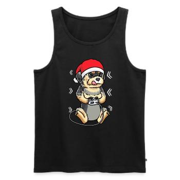 Morkie Dog Christmas Gamer Video Game Gaming - Men's Premium Organic Tank Top - black - Front - Michal (187cm)