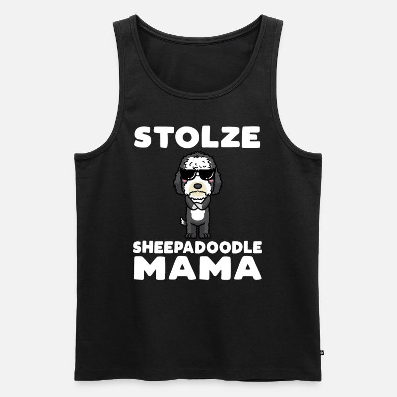 Stolze Sheepadoodle Mama - Männer Premium Bio Tank Top - Schwarz