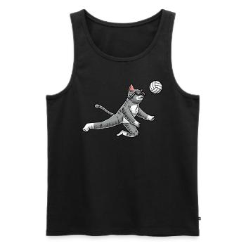 Drôle de joueur de volley-ball de chat - Débardeur bio Premium Homme - noir - Devant - Michal (187cm)