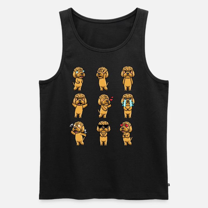 Kawaii Cockapoo Hund Emoticon - Männer Premium Bio Tank Top - Schwarz