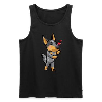 Australian Cattle Hund Blue Heeler Kawaii Emoticon - Männer Premium Bio Tank Top - Schwarz - Vorne - Michal (187cm)