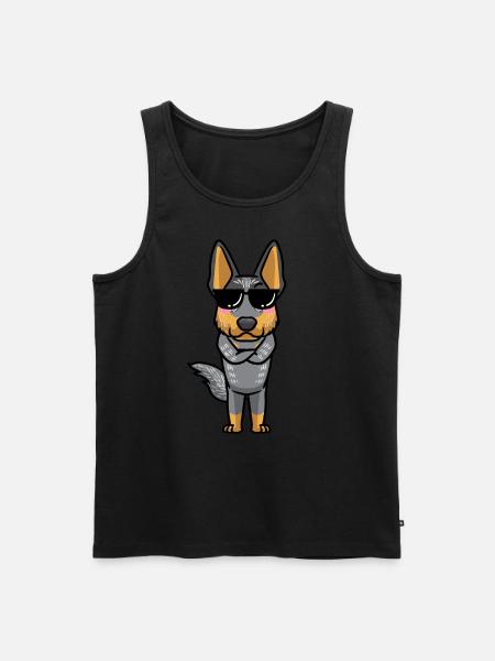 Émoticône Kawaii du bouvier australien Blue Heeler - Débardeur bio Premium Homme - noir