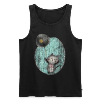 cute drawing cat balloon balloon - Men's Premium Organic Tank Top - black - Front - Michal (187cm)