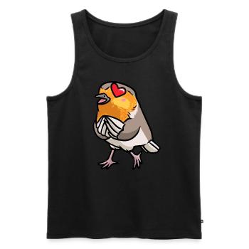 Robin Bird In Love Kawaii Emoticon - Débardeur bio Premium Homme - noir - Devant - Michal (187cm)
