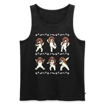 Chien Beagle dansant avec des lunettes de soleil - Débardeur bio Premium Homme - noir - Devant - Michal (187cm)