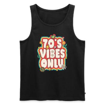70s Costume 70s Styles 1970s Outfit 70s Disco - Men's Premium Organic Tank Top - black - Front - AI Model Male 178 light (178cm)