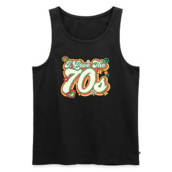 70s Costume 70s Styles 1970s Outfit 70s Disco - Men's Premium Organic Tank Top - black - Front - AI Model Male 178 light (178cm)