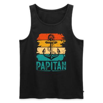 Papitän Kapitän Papa Bootsfahrer Motorboot Vater - Männer Premium Bio Tank Top - Schwarz - Vorne - Michal (187cm)