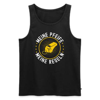 Schiedsrichter Meine Pfeife Meine Regeln Fußball - Männer Premium Bio Tank Top - Schwarz - Vorne - Michal (187cm)