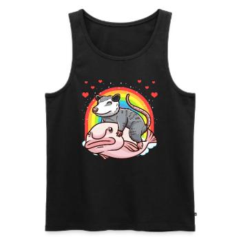 Cute possum and blob fish rainbow - Men's Premium Organic Tank Top - black - Front - AI Model Male 178 light (178cm)