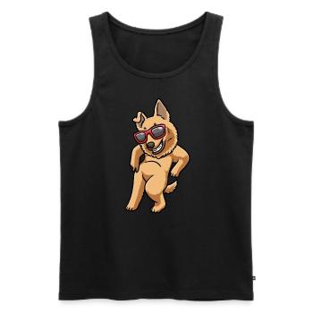 Basque Shepherd Dog Dog with Sunglasses - Men's Premium Organic Tank Top - black - Front - Michal (187cm)