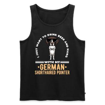 Allemand Chien à poil court Allemand à poil court Allemand - Débardeur bio Premium Homme - noir - Devant - Michal (187cm)