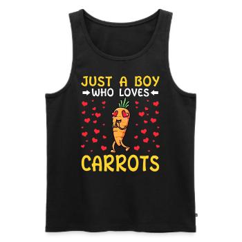 Juste un garçon qui aime les carottes, les légumes, - Débardeur bio Premium Homme - noir - Devant - Michal (187cm)