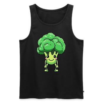 Broccoli Emoticon Vegan Vegetable Vegetarian - Men's Premium Organic Tank Top - black - Front - Michal (187cm)