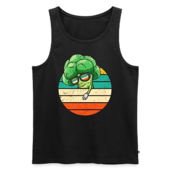 Funny Retro Broccoli Vegetable Vegan - Men's Premium Organic Tank Top - black - Front - Michal (187cm)