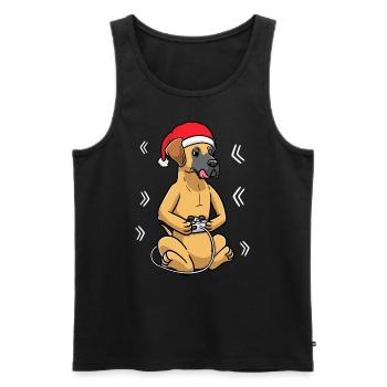 Great Dane Dog Christmas Video Games Gamer - Men's Premium Organic Tank Top - black - Front - Michal (187cm)