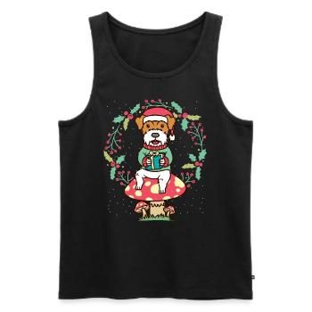 Kromfohrländer Dog on Mushroom Christmas Wreath - Men's Premium Organic Tank Top - black - Front - Michal (187cm)